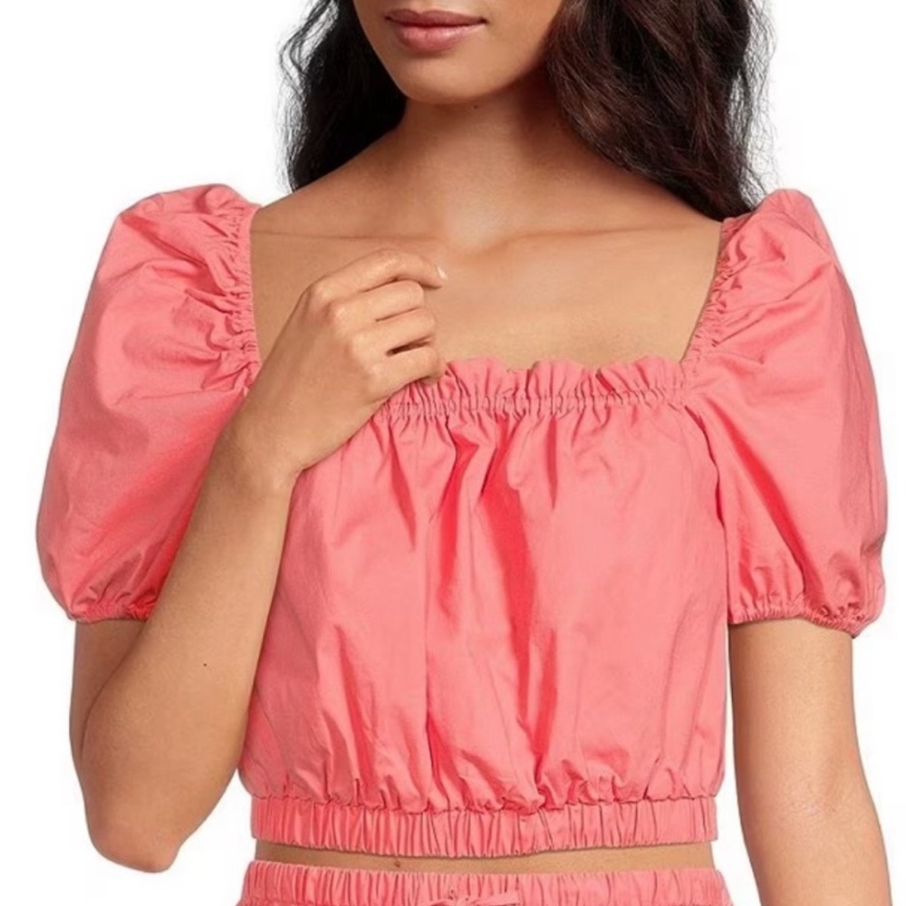 LDT Chloe Square Neck Smocked Cropped Top